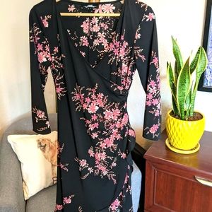 B. Moss Floral Faux Wrap Dress